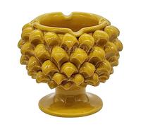Sicilia Bedda - POSACENERE IN CERAMICA di Caltagirone - Vari Modelli e Dimensioni - Prodotto 100% Artigianale (Mezza Pigna Giallo)