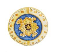 Sicilia Bedda - POSACENERE IN CERAMICA SICILIANA - Elegante complemento d'arredo per Casa e Ufficio (Fiore Blu)