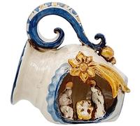 sicilia bedda - Presepe in Ceramica di Caltagirone - Realizzati interamente a Mano (Natività Giara, Blu e Arancio)