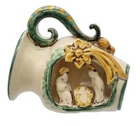 sicilia bedda - Presepe in Ceramica di Caltagirone - Realizzati interamente a Mano (Natività Giara, Verde e Arancio)