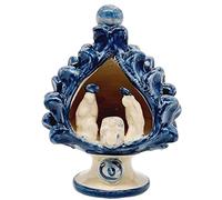 sicilia bedda - Presepe in Ceramica di Caltagirone - Realizzati interamente a Mano (Natività Pigna, Blu)