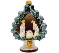 sicilia bedda - Presepe in Ceramica di Caltagirone - Realizzati interamente a Mano (Natività Pigna, Verde)