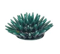 sicilia bedda - RICCIO DI MARE IN CERAMICA SICILIANA - Prodotto da Parete o Soprammobile - Prodotto Artigianale (12x4 Verde)