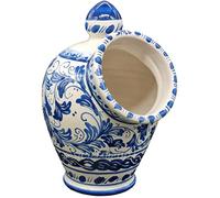 Sicilia Bedda - SALIERA IN CERAMICA SICILIANA - Prodotto Realizzato Interamente a Mano - Altezza 25 Cm (Decoro Blu)