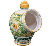 Sicilia Bedda - SALIERA IN CERAMICA SICILIANA - Prodotto Realizzato Interamente a Mano - Altezza 25 Cm (Decoro Fiori)