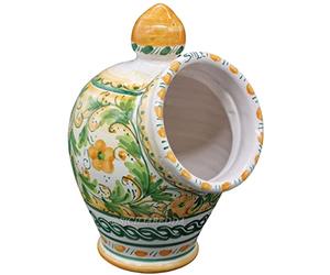 Sicilia Bedda - SALIERA IN CERAMICA SICILIANA - Prodotto Realizzato Interamente a Mano - Altezza 25 Cm (Decoro Fiori)