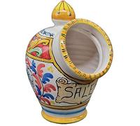 Sicilia Bedda - SALIERA IN CERAMICA SICILIANA - Prodotto Realizzato Interamente a Mano - Altezza 25 Cm (Fiore su Maioliche)