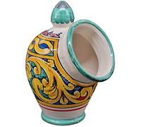 Sicilia Bedda - SALIERA IN CERAMICA SICILIANA - Prodotto Realizzato Interamente a Mano - Altezza 25 Cm (Maioliche Tradizionali)