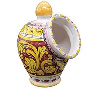 Sicilia Bedda - SALIERA IN CERAMICA SICILIANA - Prodotto Realizzato Interamente a Mano - Altezza 25 Cm (Maioliche Bordeaux)