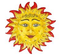 sicilia bedda - SOLE IN CERAMICA DA APPENDERE - Prodotto artigianale in Ceramica Siciliana - Diametro 28 Centimetri (Rosso)