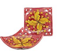 sicilia bedda - SVUOTATASCHE IN CERAMICA SICILIANA - Prodotto Realizzato e Dipinto a Mano (Maiolica Bordeaux, 15 Centimetri)
