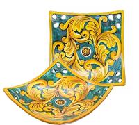 sicilia bedda - SVUOTATASCHE in Ceramica SICILIANA - Prodotto Realizzato e Dipinto a Mano (Maiolica Verde, 15 Centimetri)