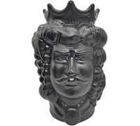 sicilia bedda - Teste di Moro in Ceramica di Caltagirone - Prodotto 100% Artigianale - Alta qualità (Altezza 25 Centimetri, Uomo Nero Opaco)