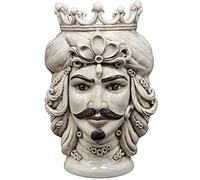 sicilia bedda - TESTE DI MORO IN CERAMICA DI CALTAGIRONE - Realizzate a Mano - Altezza 43 Centimetri - Alta qualità Siciliana (Testa di Moro Uomo)