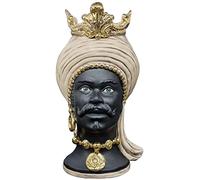 sicilia bedda - TESTE DI MORO IN CERAMICA DI CALTAGIRONE - Realizzate a Mano - Altezza 45 Centimetri - Modello Gioiello ORO (Uomo)