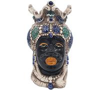 Sicilia Bedda - Teste di Moro Siciliane Ceramica di Caltagirone - Altezza 13 Centimetri - Arredo Casa (Saraceno Corona Verde e Blu)