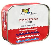 Sicilia Bedda - TONNO ROSSO DEL MEDITERRANEO IN OLIO D'OLIVA - Vari Tagli e Formati (Filetti di Tonno, Latta 300 Grammi)