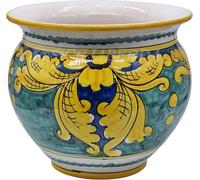 Sicilia Bedda - VASO IN CERAMICA DI CALTAGIRONE - Realizzato e Dipinto a Mano - Prodotto Artigianale (BLU E VERDE, DIAMETRO 35 CM)