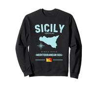 Sicilia Isola Italiana Mar Mediterraneo Mappa GPS Italia Falg Felpa