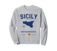 Sicilia Isola Italiana Mar Mediterraneo Mappa GPS Italia Falg Felpa