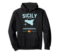 Sicilia Isola Italiana Mar Mediterraneo Mappa GPS Italia Falg Felpa con Cappuccio