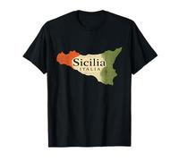 Sicilia Italia Mappa Trinacria Bandiera Vintage Siciliano Maglietta