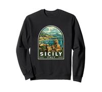 Sicilia Italia Viaggi Art Emblema Vintage Felpa