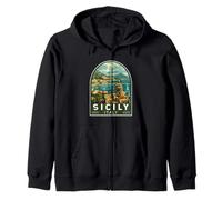 Sicilia Italia Viaggi Art Emblema Vintage Felpa con Cappuccio
