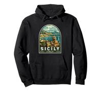 Sicilia Italia Viaggi Art Emblema Vintage Felpa con Cappuccio