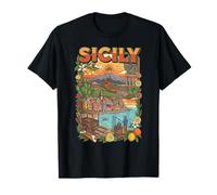 Sicilia Italia Viaggi Arte Paesaggio Colorato Sicilia Italia Maglietta