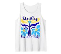 Sicilia Social Club Mediterraneo Astratto Boho Fiori Canotta