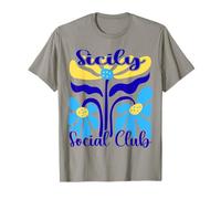 Sicilia Social Club Mediterraneo Astratto Boho Fiori Maglietta