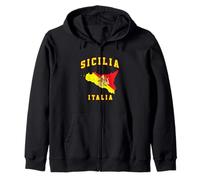 Sicilia Trinacria Bandiera Dentro Sicilia Isola Mappa Vintage Felpa con Cappuccio