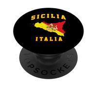 Sicilia Trinacria Bandiera Dentro Sicilia Isola Mappa Vintage PopSockets PopGrip Adesivo