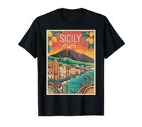 Sicilia Vulcano Tramonto Italiano Viaggi Arte Sicilia Italia Maglietta
