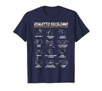 Siciliano Dialetto Sicilia Gesti Divertenti Maglietta, Uomo, Navy, XL