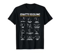 Siciliano Dialetto Sicilia Gesti Divertenti Maglietta, Uomo, Nero, 5XL
