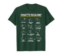Siciliano Dialetto Sicilia Gesti Divertenti Maglietta, Uomo, Verde Foresta, M
