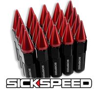 SICKSPEED 20 PC Nero/Rosso a Punte Alluminio 60MM Manico Dadi Ruote / Cerchioni