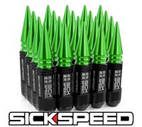 SICKSPEED 20PC Nero/Verde Appuntito Alluminio Esteso 108MM 3 PC Lug Dadi 14X2