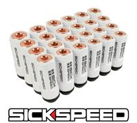 SICKSPEED 24 PC Bianco / Rosa Oro Cappuccio Alluminio 50MM 3 Manico Dadi 1/2X20