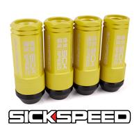 SICKSPEED 4 PC Giallo Alluminio 50MM 2PC Manico Dadi Per Ruote Cerchioni 14X2