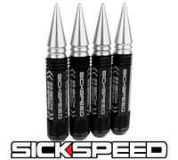 Sickspeed 4 PC Nero 5 1/2 " Lungo Lucidato Appuntito Acciaio Lug Dadi 12X1.5 L02