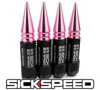SICKSPEED 4PC Nero/Rosa Appuntito Alluminio 108MM 3PC Manico Dadi 10X1.25 L35