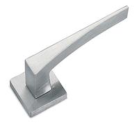 Sicma maniglia H5 in Metallo per Porta Interna, Made in Italy, con Rosetta e Bocchetta quadrate, Cromo Satinato. Quadro 8mm.