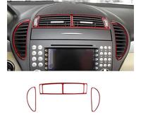 SICOTTON Adesivo Presa d'Aria Centrale in Vera Fibra Carbonio Morbida per Mercedes per Benz SLK R171 2004 2005 2006 2007 2008 2009 2010 Modanature Interne Auto(Red LHD RHD 2)