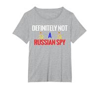 Sicuramente Non Una Spia Russa Maglietta, Donna Plus-Size, Grigio Melange, 1X