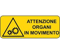 SICUREZZA SHOP ADESIVO PERICOLO ATTENZIONE ORGANI IN MOVIMENTO 125x330 mm Giallo Vinile Minimalista