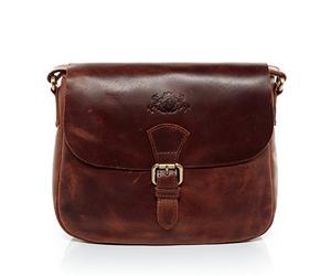 SID & VAIN® borsa a spalla vera pelle vintage YALE tracolla donna marrone prodotto artigianale
