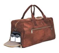 SID & VAIN Borsa da viaggio grande con scomparto separato per scarpe in vera pelle - Weekender Henry - Borsa sportiva bagaglio a mano con tracolla - pelle uomo e donna marrone fatto a mano, Vintage
